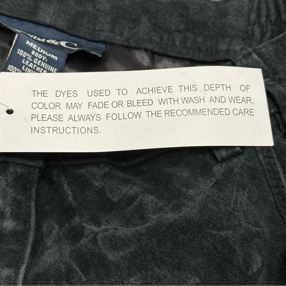 VTG Denim‎ & Co Leather Suede Black Skirt 3 Pockets Midi NWT 90s Biker Medium